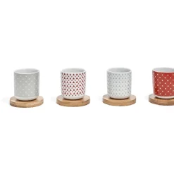 Vaisselle Et Accessoires De Table<Gifi 4 gobelets avec sous tasses en bois rouge et blanc