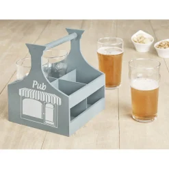 Vaisselle Et Accessoires De Table<Gifi 4 verres à bière avec support en bois gris