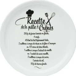 Gifi Assiette à crêpes porcelaine décor recette noir blanc| Vaisselle Et Accessoires De Table