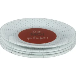 Gifi Assiette à dessert à pois C'est moi qui l'ai fait x4| Vaisselle Et Accessoires De Table