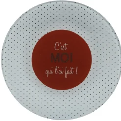 Gifi Assiette à dessert à pois C'est moi qui l'ai fait x4| Vaisselle Et Accessoires De Table