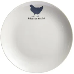 Gifi Assiette à dessert beige motif poule| Vaisselle Et Accessoires De Table