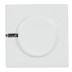 Gifi Assiette à dessert blanche carrée intérieur rond| Vaisselle Et Accessoires De Table