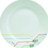 Gifi Assiette à dessert blanche décor lignes multicolores| Vaisselle Et Accessoires De Table
