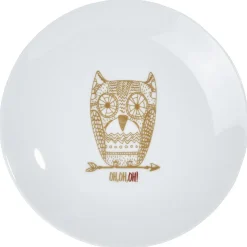 Gifi Assiette à dessert blanche hibou mandala doré| Vaisselle Et Accessoires De Table
