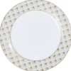 Gifi Assiette à dessert blanche bordure rayons doré| Vaisselle Et Accessoires De Table
