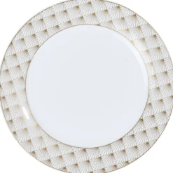Gifi Assiette à dessert blanche bordure rayons doré| Vaisselle Et Accessoires De Table