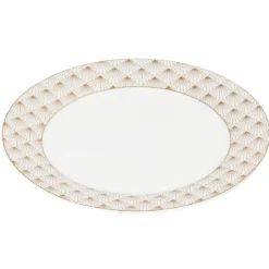 Gifi Assiette à dessert blanche bordure rayons doré| Vaisselle Et Accessoires De Table