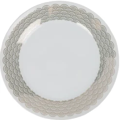 Gifi Assiette à dessert blanche bordure dorée vague seigaiha| Vaisselle Et Accessoires De Table