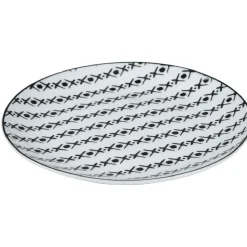 Gifi Assiette à dessert blanche motif ligne de croix noir| Vaisselle Et Accessoires De Table