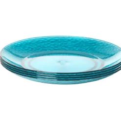 Gifi Assiette à dessert bleue martelé x4| Vaisselle Et Accessoires De Table