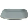 Gifi Assiette à dessert carré en grès grise et blanche| Vaisselle Et Accessoires De Table