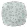 Gifi Assiette à dessert carrée blanche fleur pissenlit gris| Vaisselle Et Accessoires De Table