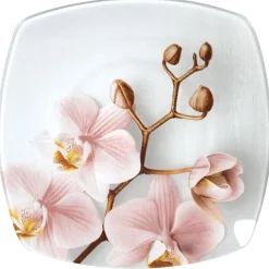 Gifi Assiette à dessert carrée design Orchidée| Vaisselle Et Accessoires De Table