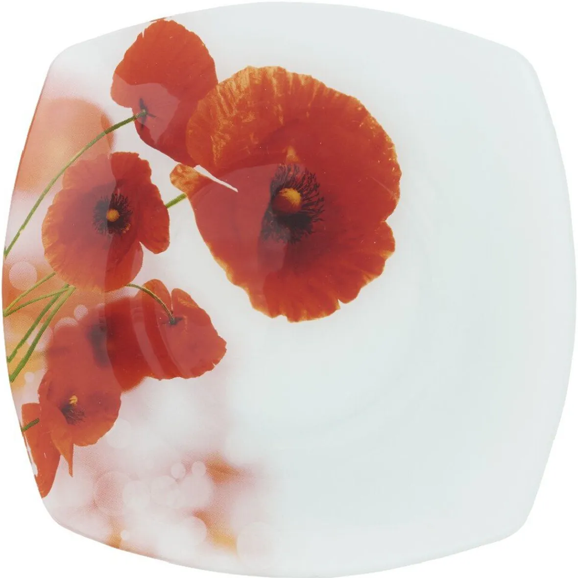 Gifi Assiette à dessert carrée motif coquelicot| Vaisselle Et Accessoires De Table
