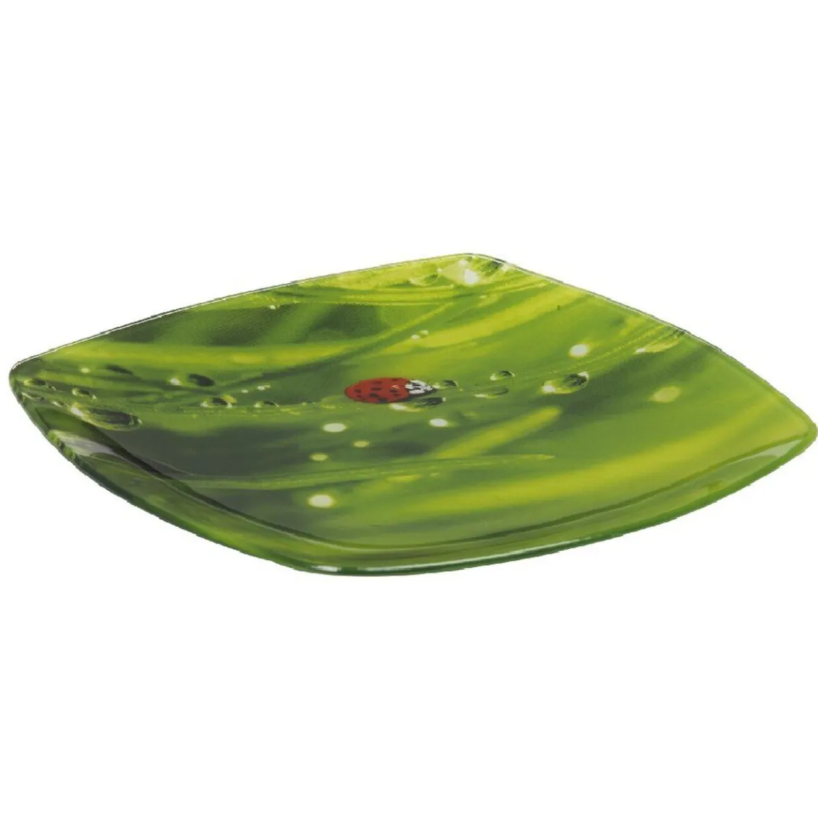 Gifi Assiette à dessert carrée verte design coccinelle| Vaisselle Et Accessoires De Table