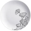 Gifi Assiette à dessert décor fleur blanc noir| Vaisselle Et Accessoires De Table