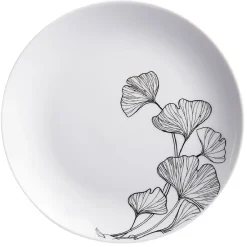 Gifi Assiette à dessert décor fleur blanc noir| Vaisselle Et Accessoires De Table