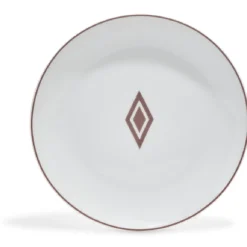 Gifi Assiette à dessert décor gris avec liseré rouge| Vaisselle Et Accessoires De Table
