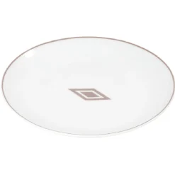 Gifi Assiette à dessert décor gris avec liseré rouge| Vaisselle Et Accessoires De Table