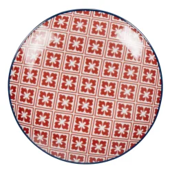 Gifi Assiette à dessert design carreaux de ciment rouge| Vaisselle Et Accessoires De Table