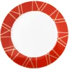 Gifi Assiette à dessert en porcelaine rouge détail doré| Vaisselle Et Accessoires De Table