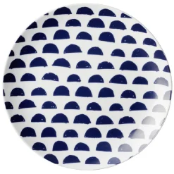 Gifi Assiette à dessert en porcelaine décor bleu Ø 19 cm| Vaisselle Et Accessoires De Table