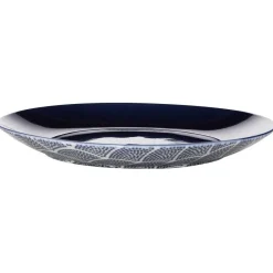 Gifi Assiette à dessert en porcelaine décor vague japonaise| Vaisselle Et Accessoires De Table
