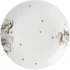 Gifi Assiette à dessert en porcelaine blanche motif végétal marron| Vaisselle Et Accessoires De Table