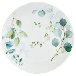 Gifi Assiette à dessert en porcelaine blanc et vert| Vaisselle Et Accessoires De Table