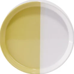 Gifi Assiette à dessert faïence blanc et beige Ø19cm| Vaisselle Et Accessoires De Table