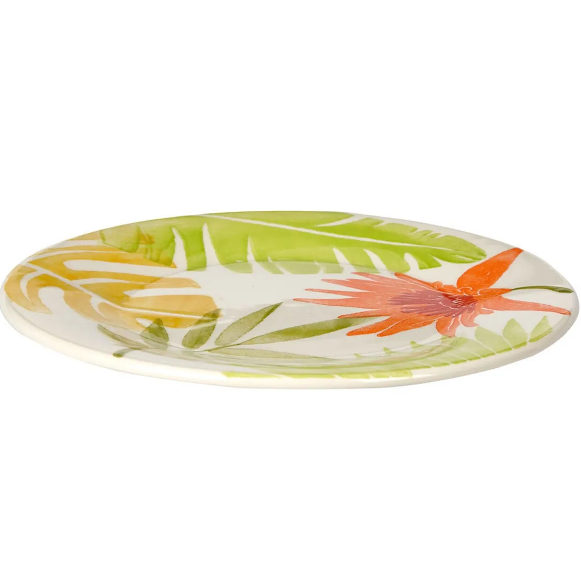 Gifi Assiette à dessert motif feuilles tropicales| Vaisselle Et Accessoires De Table