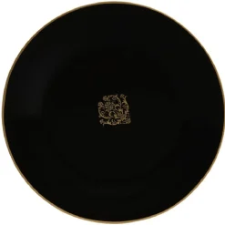Gifi Assiette à dessert noire design médaillon doré| Vaisselle Et Accessoires De Table