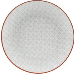Gifi Assiette à dessert Oreige décor trèfles à bord rouge x4| Vaisselle Et Accessoires De Table