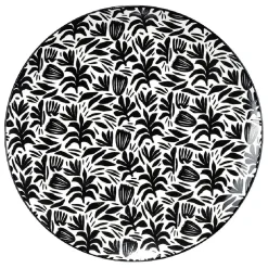 Gifi Assiette à dessert porcelaine motif feuillage noir blanc Ø19xH2cm| Vaisselle Et Accessoires De Table