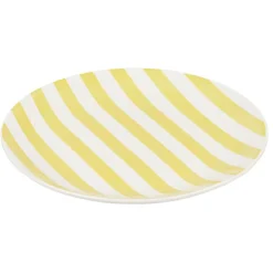 Gifi Assiette à dessert porcelaine rayure bicolore Ø16cm| Vaisselle Et Accessoires De Table