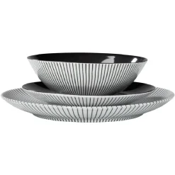 Gifi Assiette à dessert rayure noire et blanche| Vaisselle Et Accessoires De Table
