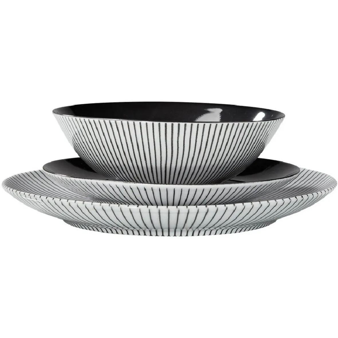 Gifi Assiette à dessert rayure noire et blanche| Vaisselle Et Accessoires De Table