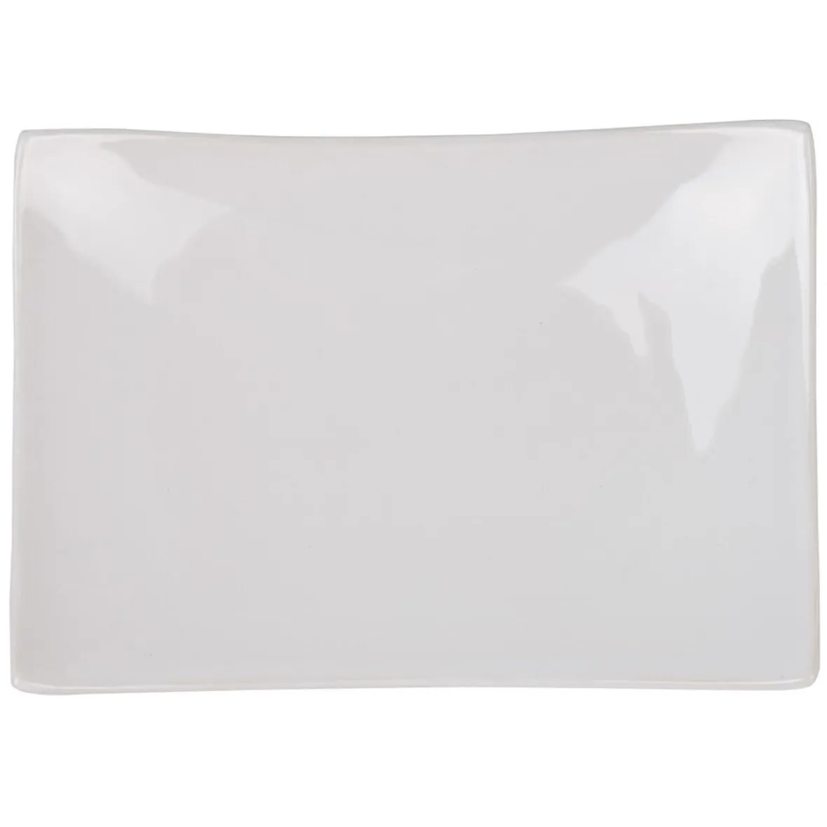 Gifi Assiette à dessert rectangulaire blanche incurvée| Vaisselle Et Accessoires De Table