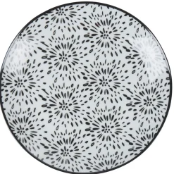 Gifi Assiette à dessert ronde blanche et noire Sara| Vaisselle Et Accessoires De Table