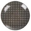 Gifi Assiette à dessert ronde blanche motif géométrique noir| Vaisselle Et Accessoires De Table