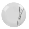 Gifi Assiette à dessert ronde blanche lignes gris noir Line| Vaisselle Et Accessoires De Table