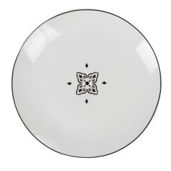 Gifi Assiette à dessert ronde carreaux de ciment blanc noir Dakar| Vaisselle Et Accessoires De Table