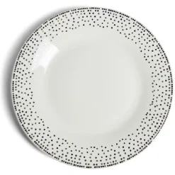 Gifi Assiette à dessert ronde Ø19cm porcelaine pois blanc et doré| Vaisselle Et Accessoires De Table