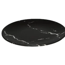 Gifi Assiette à dessert ronde décor marbre noir et blanc| Vaisselle Et Accessoires De Table