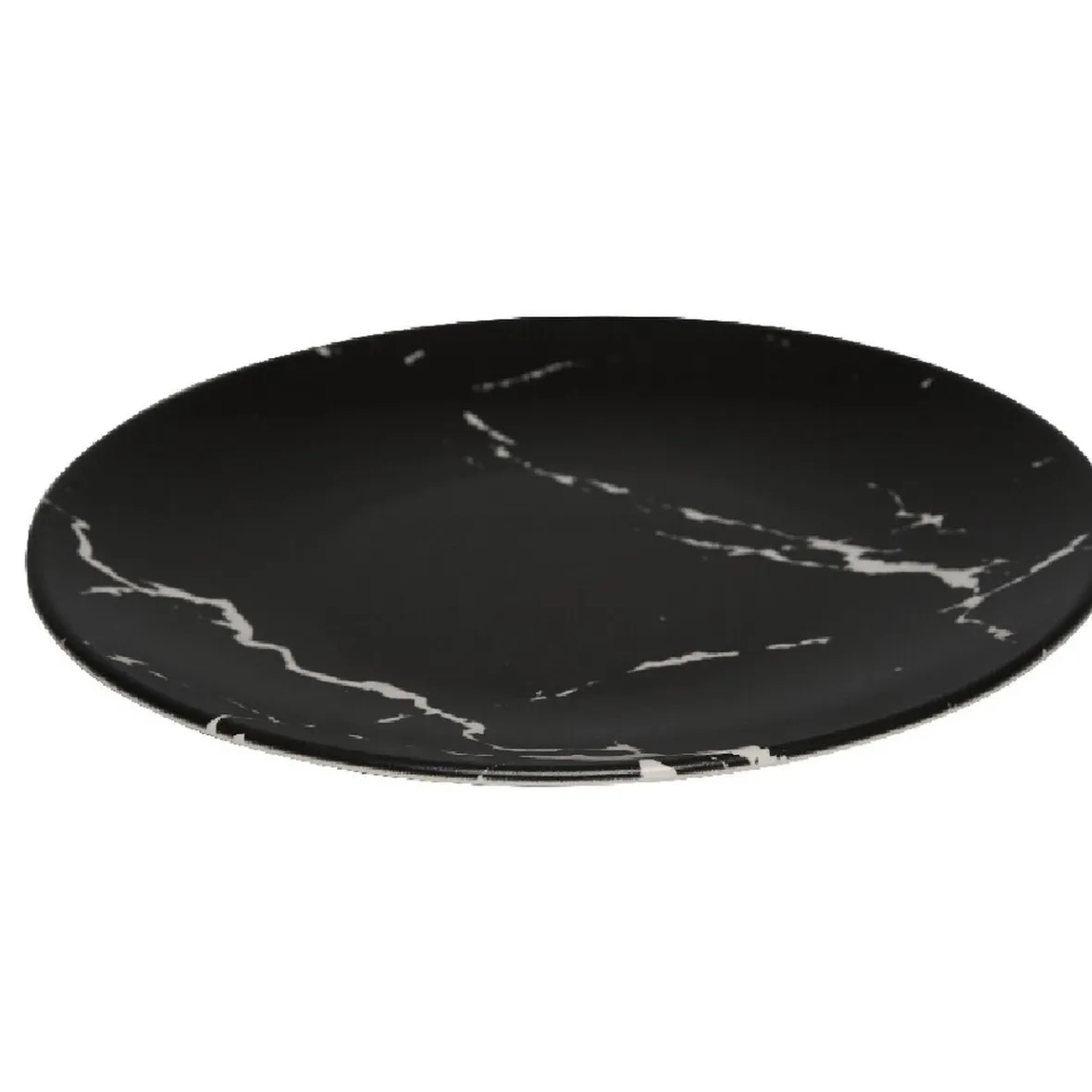 Gifi Assiette à dessert ronde décor marbre noir et blanc| Vaisselle Et Accessoires De Table