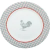 Gifi Assiette à dessert ronde design poule rebord motif triangulaire| Vaisselle Et Accessoires De Table