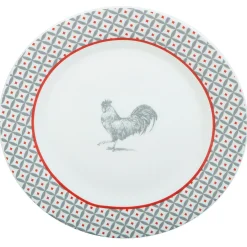 Gifi Assiette à dessert ronde design poule rebord motif triangulaire| Vaisselle Et Accessoires De Table