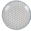 Gifi Assiette à dessert ronde motif géométrique bleu Urban| Vaisselle Et Accessoires De Table