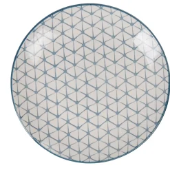 Gifi Assiette à dessert ronde motif géométrique bleu Urban| Vaisselle Et Accessoires De Table